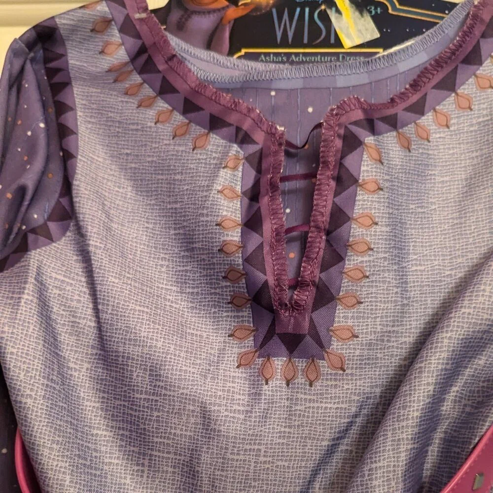 NWT Disney Asha 'Wish' Adventure Dress Purple Girls 4-6x Costume Christmas Gift